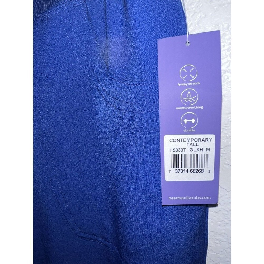 Heart Soul Scrub Jogger Pants Blue Size Medium Tall Pockets New NWTS (M) - Picture 3 of 8